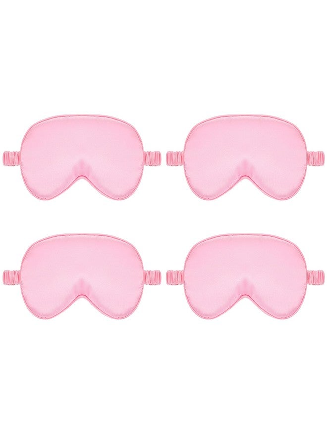 KFHENSOMR Silk Sleep Eye Mask 4 Pack Mulberry Silk Sleep Mask Eye Cover Blindfold with Elastic Strap Cute Satin Soft Eyeshade Masks for Women Night Sleeping Travel Nap (Pink) - Image 1